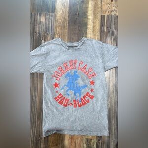 Ash Gray Tee with Red and Blue Graphic
